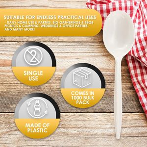 1000 Cucchiai Monouso Bianchi per Zuppa, Peso Medio, Durevoli, per Feste, Catering e Servizio Alimentare - Product Image 2