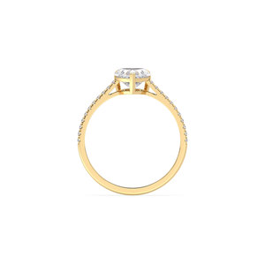 Bague de fiançailles solitaire REYES avec diamant de laboratoire taille cœur de 1,17 carat et pierres latérales, en or jaune massif 14 carats, bijoux fins - Product Image 5