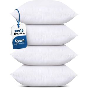 Juego de 4 Almohadas Decorativas Blancas de 18 x 18 Pulgadas para Sofá, Cama o Sillón - Product Image 1