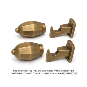 Ensemble de finitions et supports de tringle à rideau en laiton massif, finition antique facettée pour tringle de 25 mm - Product Image 2