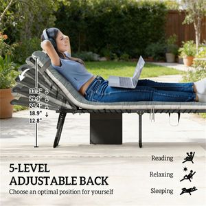 Sdraio Pieghevole Grigia per Cortile e Uso Esterno - Lettino Prendisole - Product Image 4