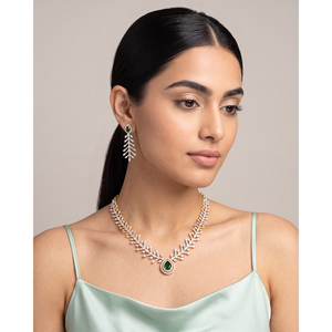 Indian Ethnic Juliee American Diamond <b>Gold</b> Plated Bridal Necklace & <b>Earring</b> <b>Set</b> - Product Image 1