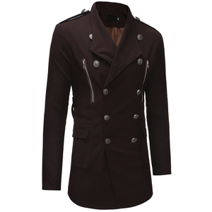 Abrigo de lana marrón de doble botonadura para hombre, talla grande, con cuello vuelto, para invierno. - Product Image 2