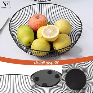 Modern Metal Wire Fruit <b>Basket</b> for Kitchen Counter | <b>Large</b> Round Fruit <b>Storage</b> Bowl | Decorative Black Fruit <b>Basket</b> for Fruits, - Product Image 5