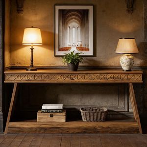 Farmhouse-Style <b>Console</b> <b>Table</b> with <b>Storage</b> for Entryway or Sofa Area - Product Image 1