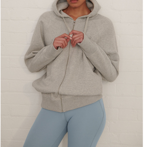 Sweat à capuche court zippé 100 % coton avec bordure personnalisée pour femme – Style décontracté le plus vendu – Sweat à capuche oversize 400 g/m² - Product Image 2