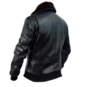 Blouson de moto en cuir véritable noir pour homme, col rabattable, hiver, enduit, coupe-vent, imperméable, classique, décontracté, personnalisé - Product Image 6