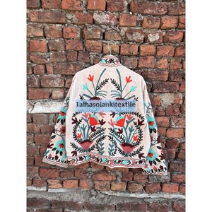 Chaqueta de Algodón Bordada con Flores, Cuello Mandarín, Manga Larga, Hecha a Mano, Estilo Boho Chic, Abrigo de Primavera para Mujer - Product Image 5