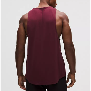 Men's <b>Maroon</b> Breathable Cotton/Bamboo Fiber Quick Dry Eco-Friendly Stand Collar Casual Sleeveless Workout Tank <b>Top</b> - Product Image 3