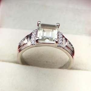 Green Amethyst <b>Ring</b> <b>925</b> Sterling <b>Silver</b> Engagement <b>Ring</b> For Women Or Men Emerald Cut Prasiolite Gemstone Gift For Wife - Product Image 2