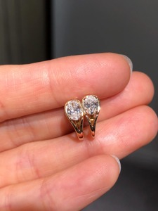 Pendientes de Aro Ovalados de Oro Blanco de 14K con Diamantes Cultivados en Laboratorio, Color F, Joyería Minimalista para Mujer, Regalo, Uso Diario, para Fiestas - Product Image 4