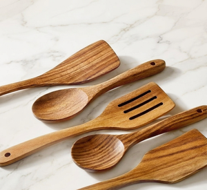 Ensemble d'ustensiles de cuisine en bois 4 pièces, cuillère, spatule, fourchette en bois naturel, outils de cuisine antiadhésifs, écologiques - Product Image 6