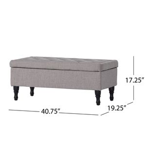 Panca contenitore imbottita con gambe in legno massello per soggiorno, grande panca contenitore da fondo letto, pouf contenitore - Product Image 4