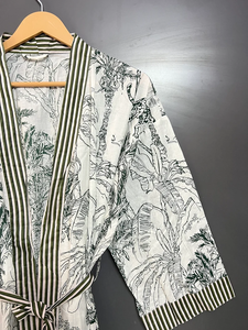 Bata Kimono de Algodón 100% Tejido para Mujer con Estampado Digital de Dibujos Animados, Camisón de Verano Hecho a Mano ODM con Cuello en V y Cintura Elástica de Longitud Completa - Product Image 3