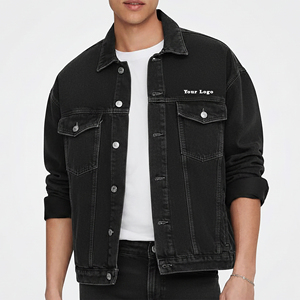Wholesale <b>Custom</b> <b>Denim</b> <b>Jacket</b> Unisex Oversized Streetwear Washed Vintage Jean <b>Jacket</b> Supplier OEM ODM - Product Image 6