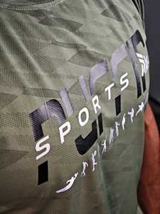 เสื้อยืดแขนสั้นผู้ชาย PUFFIN SPORTS แบบแห้งเร็ว ทรงปกติ คอกลม ลายเรขาคณิต สไตล์สปอร์ต ผลิตจากผ้าโพลีเอสเตอร์ถัก - Product Image 6