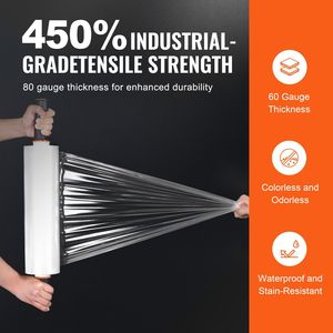 Industrial Strength 15 Inches X 1200 Feet Clear Durable <b>Stretch</b> <b>Wrap</b> Roll 80 Gauge Heavy Duty Shrink Film 1 Pack - Product Image 3