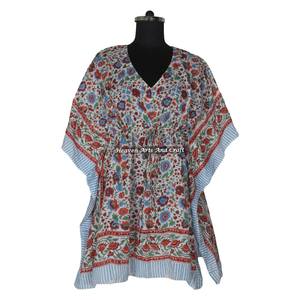 African Women Evening Gown Ethnic Dresses Women Short Kaftan Dresses KFCS136 Best Hand Block Print Manufacturing Women's Dress - Product Image 2