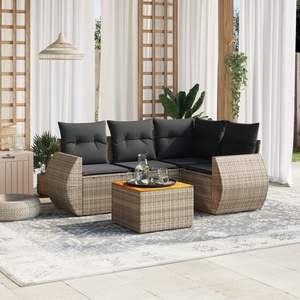 Conjunto de Sofá de Jardín de Ratán Gris de 4 Plazas, Muebles de Exterior Resistentes a la Intemperie, Diseño Contemporáneo - Product Image 1