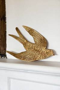 Resin <b>Gold</b> Bird Ornament <b>Wall</b> Hanging Traditional Flying Design for Wedding Christmas Indoor Living Room Home Decor 100% - Product Image 5
