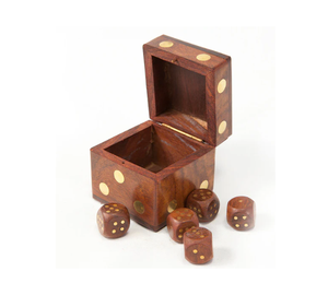 Jeu de dés artisanaux en laiton et bois, marron et métallisé, jeu de hasard - Product Image 3