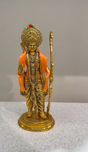 Dhatukala - Nueva llegada: Ídolo del Señor Shri Ram con acabado en oro antiguo, figura tradicional de aluminio para Diwali, bodas, templos y hogares. - Product Image 3