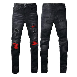 Nouveau design, vêtements d'été et de printemps Y2K, streetwear, jeans vintage avec patchs, jeans en denim personnalisés pour hommes, pantalons empilés pour hommes, jeans déchirés - Product Image 1