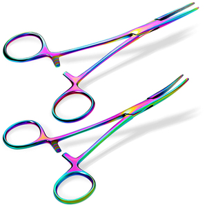 Pinzas Kelly STR CVD Médicas Veterinarias para Enfermeras, Pinzas de Disección Hemostáticas, Pinzas de Bloqueo para Perros, Extracción de Pelo, Pesca, Arcoíris, 5.5" CE - Product Image 1