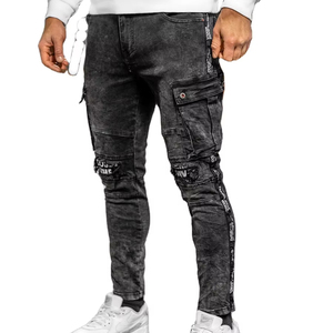 Pantalones Vaqueros Azules de Verano para Hombre, Talla Grande, Corte Slim Recto, Estilo Casual Clásico, de Secado Rápido y Cintura Media, Venta al Por Mayor de Fábrica - Product Image 4