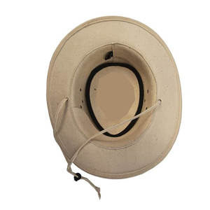 Gorra estilo occidental australiano, plegable, ligera, de cuero y gamuza, construcción bicolor, ojales integrados, correa de cuero extraíble para la barbilla. - Product Image 4