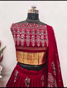 Conjunto de Lehenga Choli con Estampado Ajrakh Premium y Dupatta, Ropa Étnica Tradicional para Mujer - Product Image 4