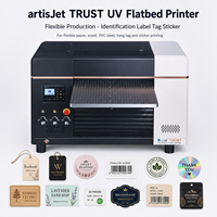 Impresora plana UV LED artisJet TRUST 6090 A1 para impresión flexible en papel de identificación, madera, PVC, etiquetas colgantes y pegatinas.
