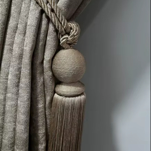 Curtain <b>Tie</b> <b>Backs</b>: Natural Rope & Cotton Tassel Tiebacks - Product Image 1