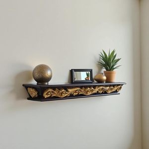 Estante de Pared Tallado – Estante Decorativo de Madera Maciza Tallada para Montar en la Pared, Ideal para Decoración de Sala de Estar, Dormitorio y Oficina - Product Image 1