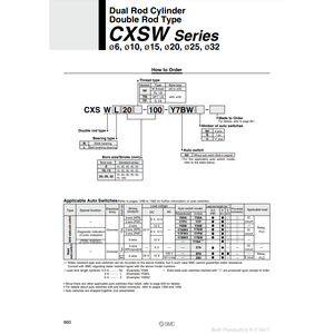 SMC Pneumatics Cylindre à double tige CXSWL25-30 Pièces pneumatiques - Product Image 3