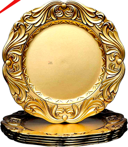 Assiettes de présentation de luxe en métal or rose pour la mise en table de banquet, plateau de service finition métallique - Product Image 4