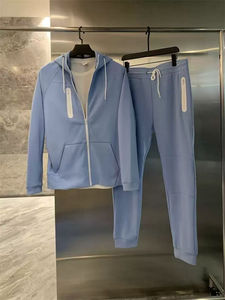 ชุดเซ็ตเสื้อฮู้ดคาร์ดิแกนสองชิ้นผ้าคอตตอนผสมโพลีเอสเตอร์คุณภาพสูงสำหรับผู้ชาย สวมใส่สบาย เหมาะสำหรับเล่นกีฬาและวิ่ง - Product Image 2