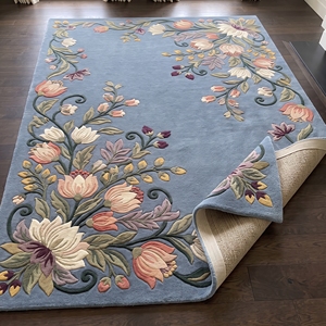 Alfombra de Lana con Diseño Floral, Tejida a Mano, Moderna, de 14 mm de Grosor, con Base de Algodón, para Sala de Estar o Dormitorio - Product Image 5