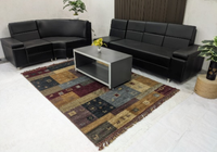 Tapis géométrique en laine/soie de haute qualité, antidérapant et lavable, à poils extra épais