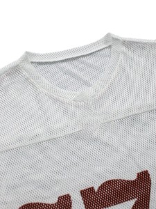 Maillot de football américain oversize blanc en maille pour femme, style streetwear, col en V, manches courtes, crop top respirant – Fournisseur - Product Image 4