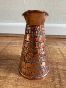Vintage Copper Pitcher With Textured Stone Pattern Handcrafted Metal <b>Jug</b> For <b>Drinks</b> Party Use Custom In Height - Product Image 2