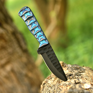 Cuchillo Táctico y de Caza de Hoja Fija, Hoja con Recubrimiento en Polvo y Mango de Madera Pakka, con Funda de Cuero, Personalizado OEM/ODM - Product Image 2