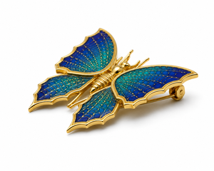 Broche de Mariposa Chapado en Oro con Cristales Azules, Pin de Moda para Mujer, Joyería, Accesorio para Fiesta - Product Image 3