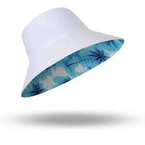 Unisex Orange <b>Bucket</b> <b>Hat</b> Tropical Print <b>Reversible</b> Polyester Beach Summer Casual Adult <b>Hat</b> - Product Image 3