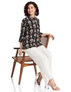 เสื้อคุर्ติผ้าฝ้ายพิมพ์ลายตรงสำหรับผู้หญิง - Product Image 3