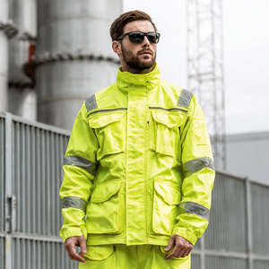 Custom Men High Visibility Safety <b>Jacket</b> Working Safety <b>Jacket</b> <b>Workers</b> High Quality Zipper <b>Jackets</b> Safety Chest Pockets - Product Image 3