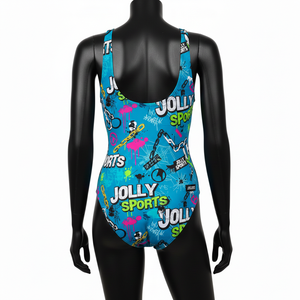 Conjunto de Baño de Alta Calidad en Poliéster y Spandex de 225 GSM, Estampado Urbano Azul, Tela Suave y Elástica, Logotipo Personalizado para Mujer - Product Image 4