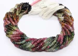 Cuentas facetadas de turmalina multicolor natural de 5 mm, cuentas sueltas de turmalina sandía para la fabricación de joyería, por mayor. - Product Image 4