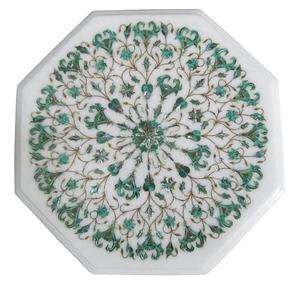 Cubierta de Mesa de Comedor Hecha a Mano con Incrustaciones de Mármol Blanco - Muebles para el Hogar Resistentes al Agua para Uso en Hoteles - Product Image 3