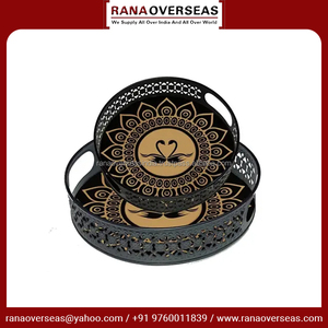 High Selling Printed Metal Serving Tray With Cutout Handles Elegant & Durable Perfect for Dining Kitchen Coffee And Tea Serving - Product Image 4